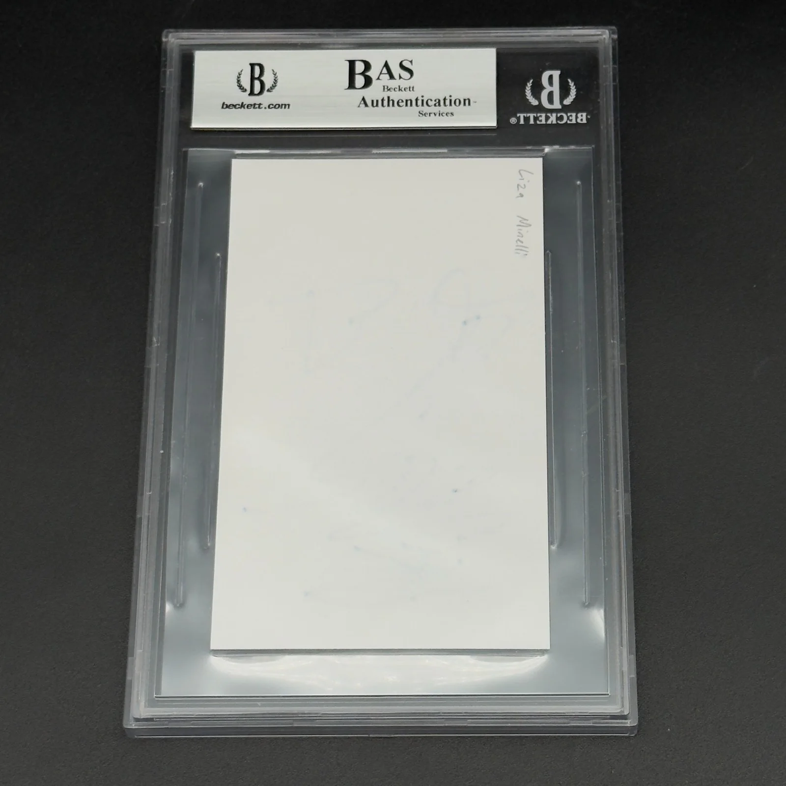 Liza Minnelli — Liza Minnelli Signed Index Card Slabbed Beckett Authentic Autograph Error!, image 3