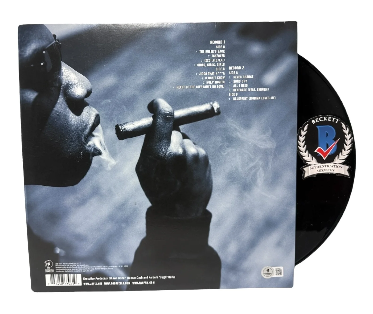 JAY-Z SIGNED AUTOGRAPH VINYL THE BLUEPRINT BECKETT BAS, image 2