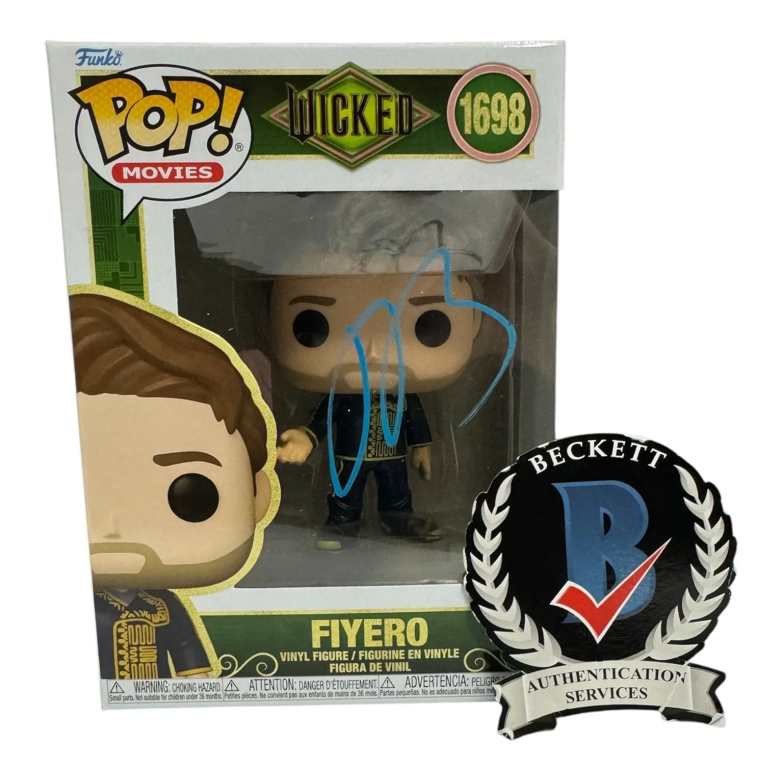 Jonathan Bailey — Jonathan Bailey Signed Autograph Funko Pop 1698 Wicked Beckett BAS Fiyero