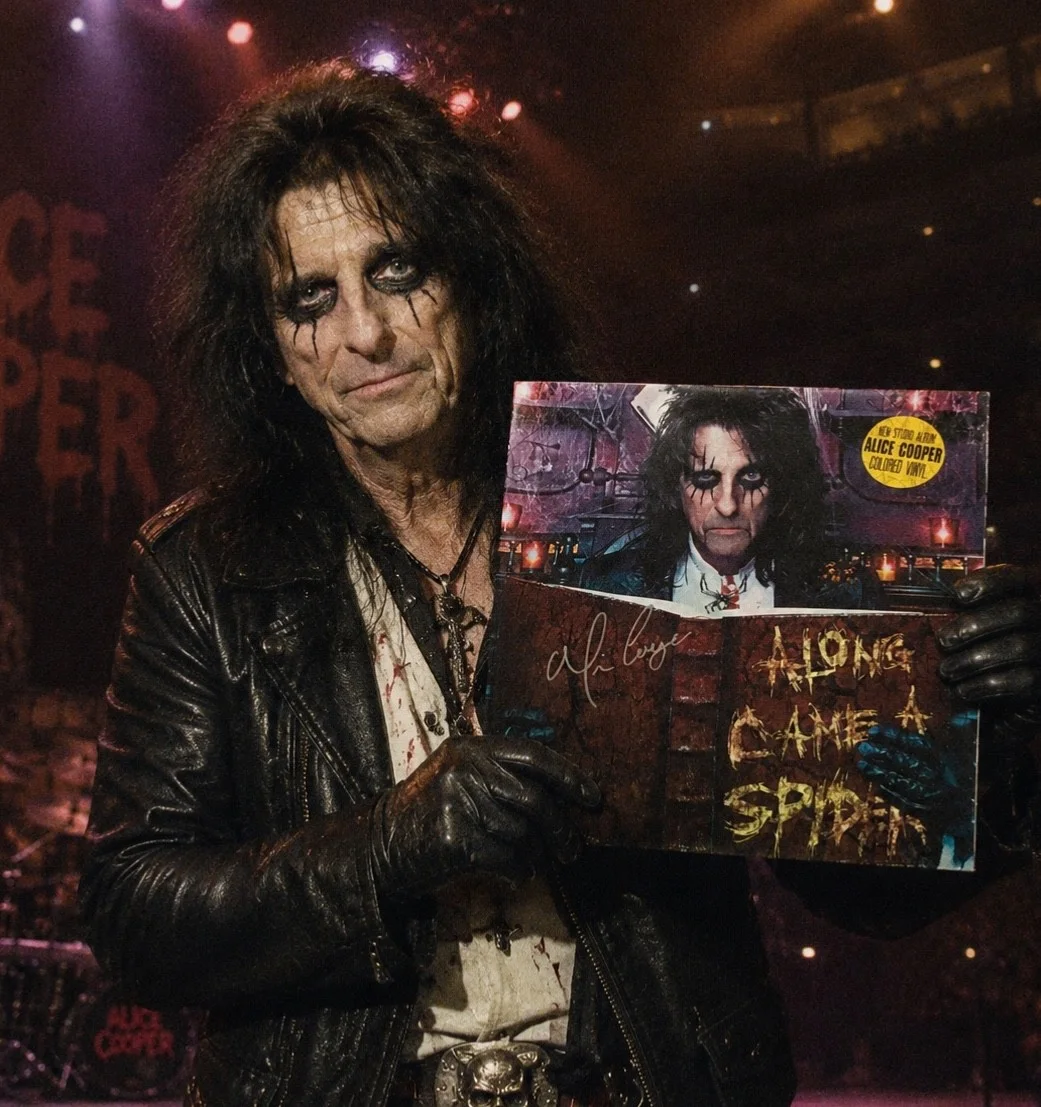 Alice Cooper Signed First Edition Along Came A Spider Clear Vinyl Record LP RARE, image 2