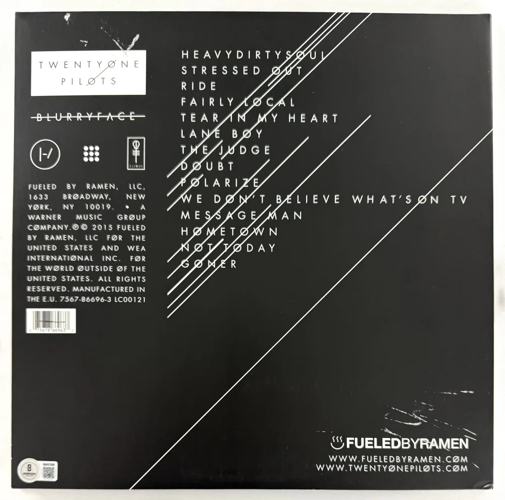 Josh Dun, Tyler Joseph — Twenty One Pilots Signed Autograph Blurryface Album Vinyl Record w/ Beckett COA, image 2