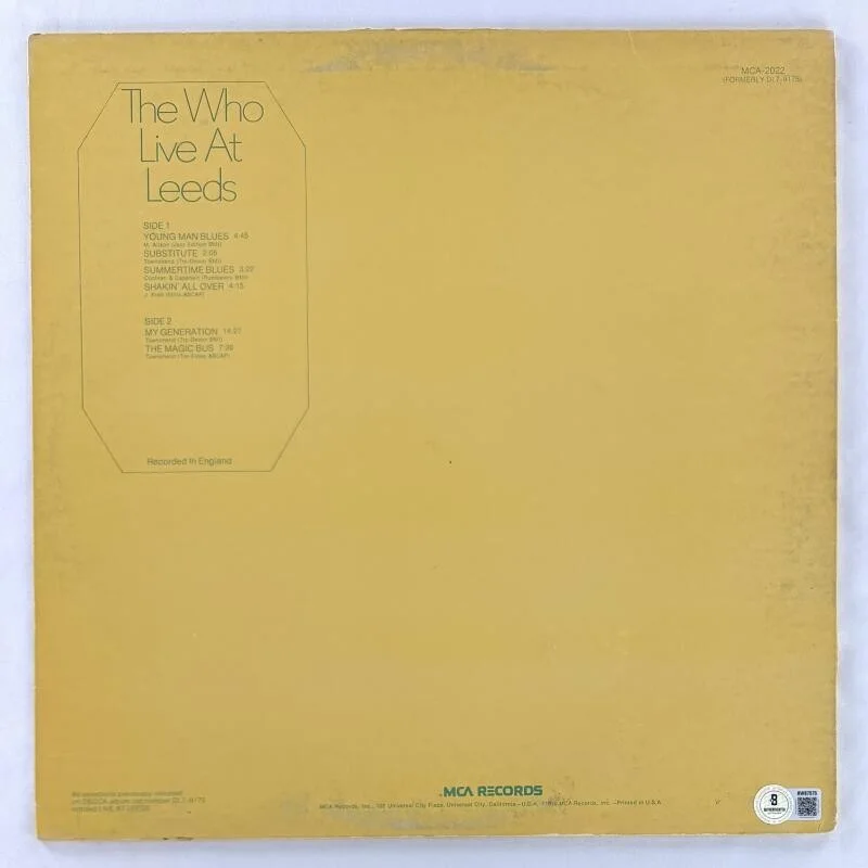 Pete Townshend — Pete Townshend Signed Autograph The Who Live at Leeds Album Record - Beckett COA, изображение 2