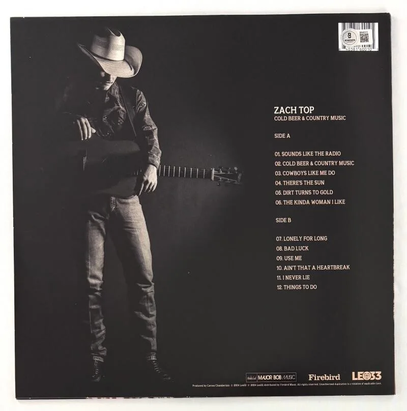 Zach Top — Zach Top Signed Autograph Cold Beer & Country Music Album Vinyl Record - BAS COA, изображение 2