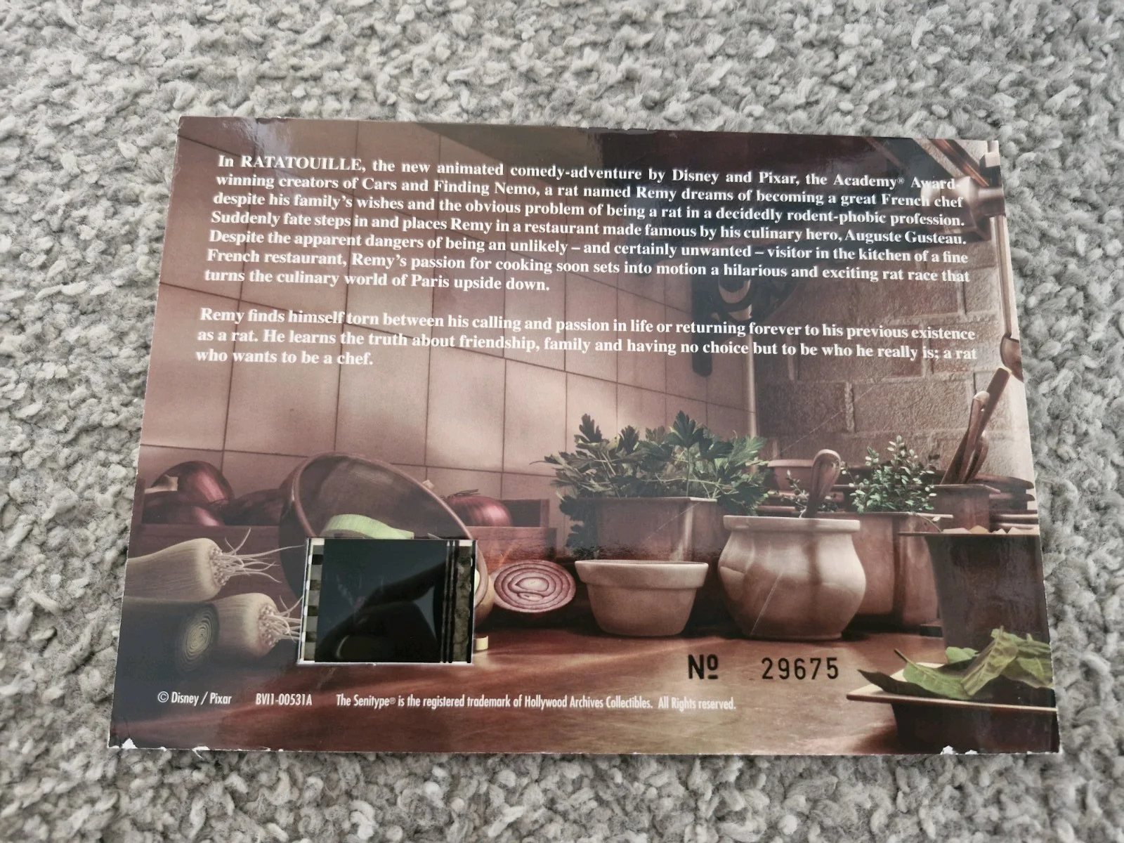 Ratatouille Disney Pixar Mounted Senitype Film Cell Limited Edition 29675, изображение 2