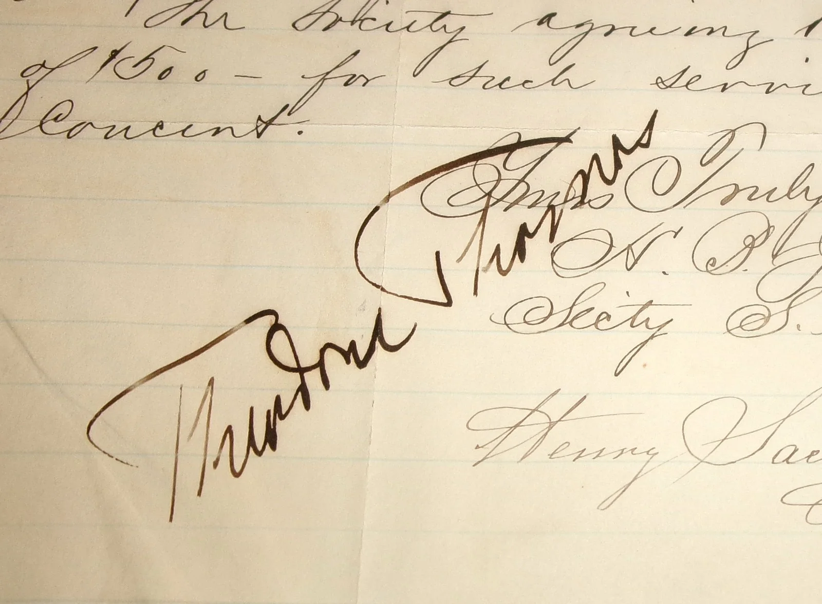 Theodore Thomas Conductor 1883 Signed Document Jersey City Symphony CONTENT RARE, image 3