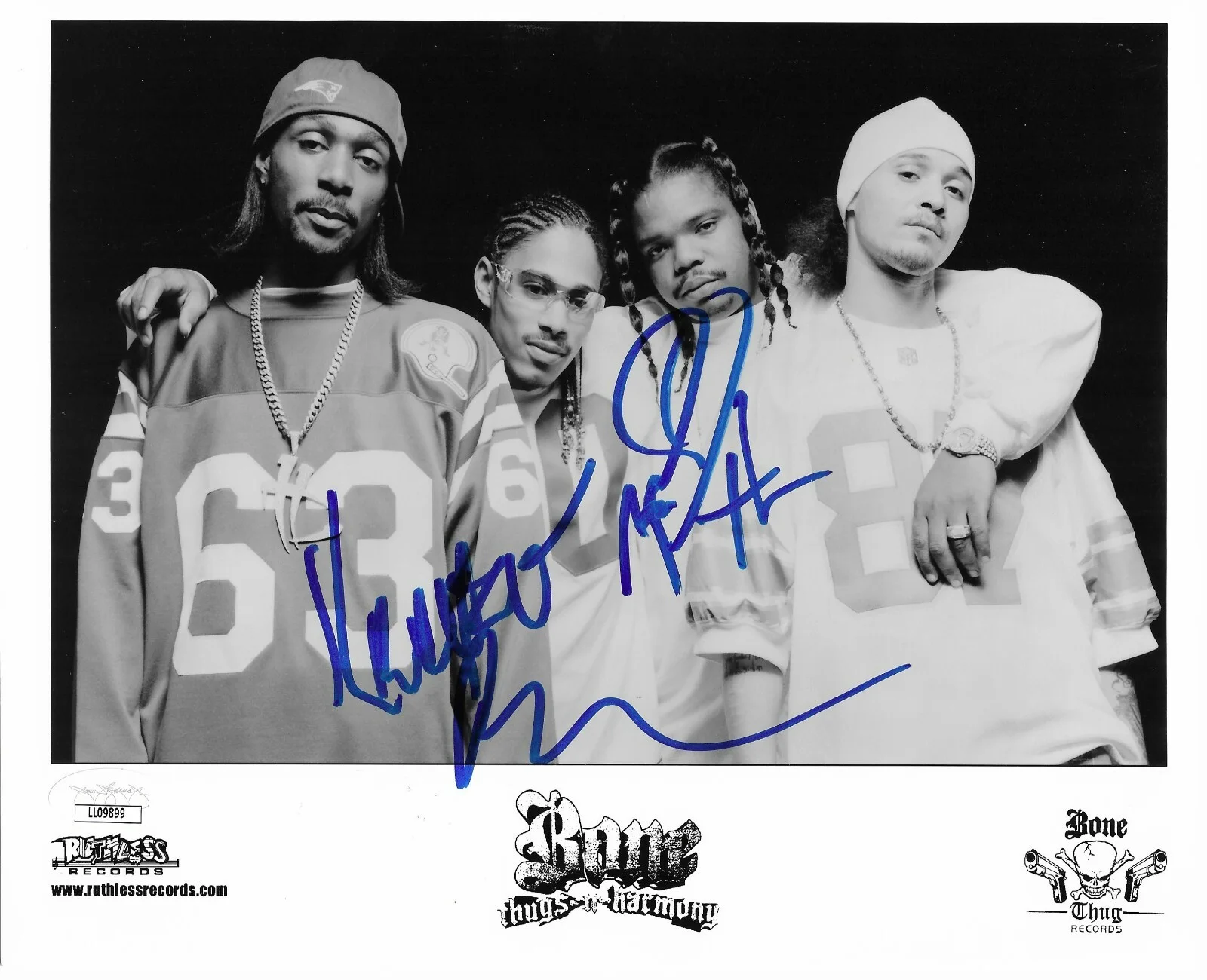 Wish Bone, Krayzie Bone — Bone Thugs N Harmony Signed 8x10 Photo Wish Bone Krayzie Beckett BAS COA Rap