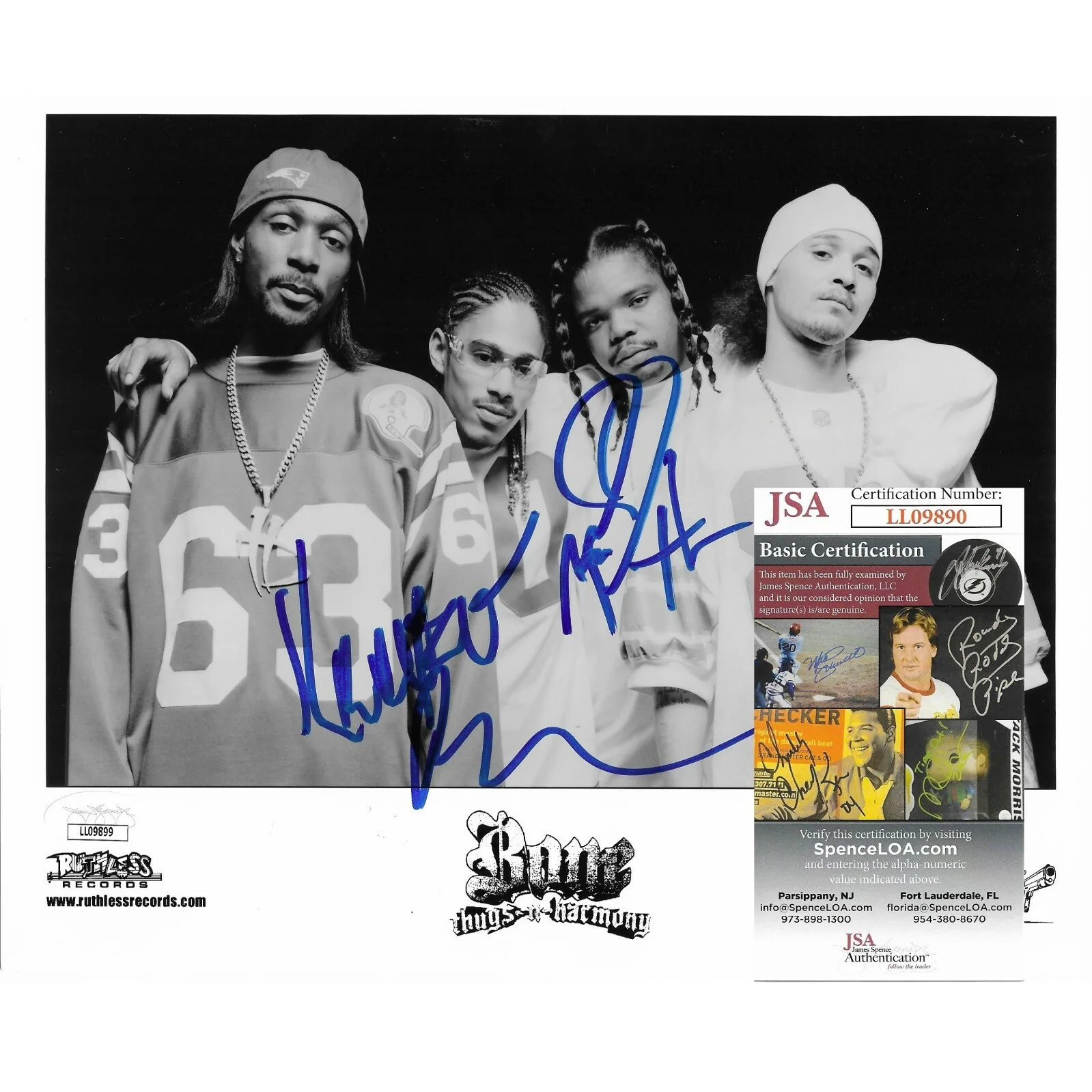 Wish Bone, Krayzie Bone — Bone Thugs N Harmony Signed 8x10 Photo Wish Bone Krayzie Beckett BAS COA Rap, изображение 2