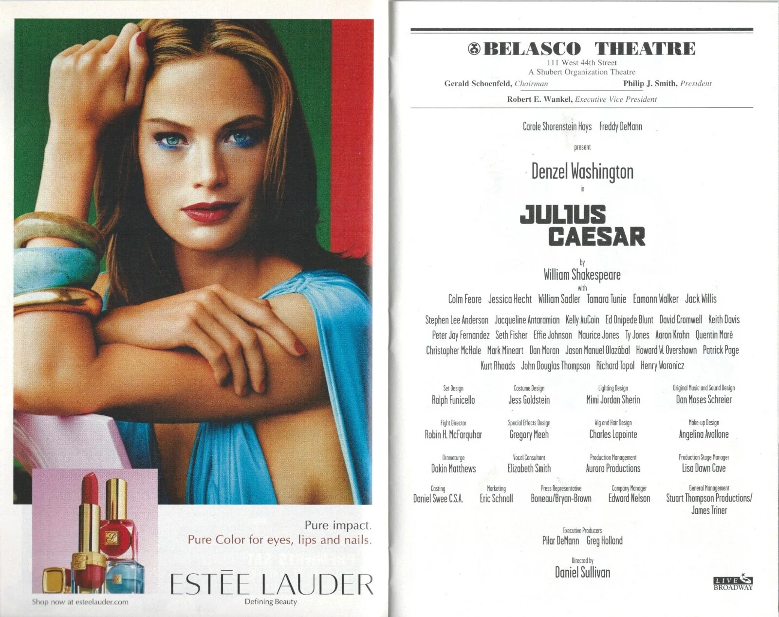 Denzel Washington, William Sadler, Tamara & Cast signed Julius Caesar Playbill, image 2