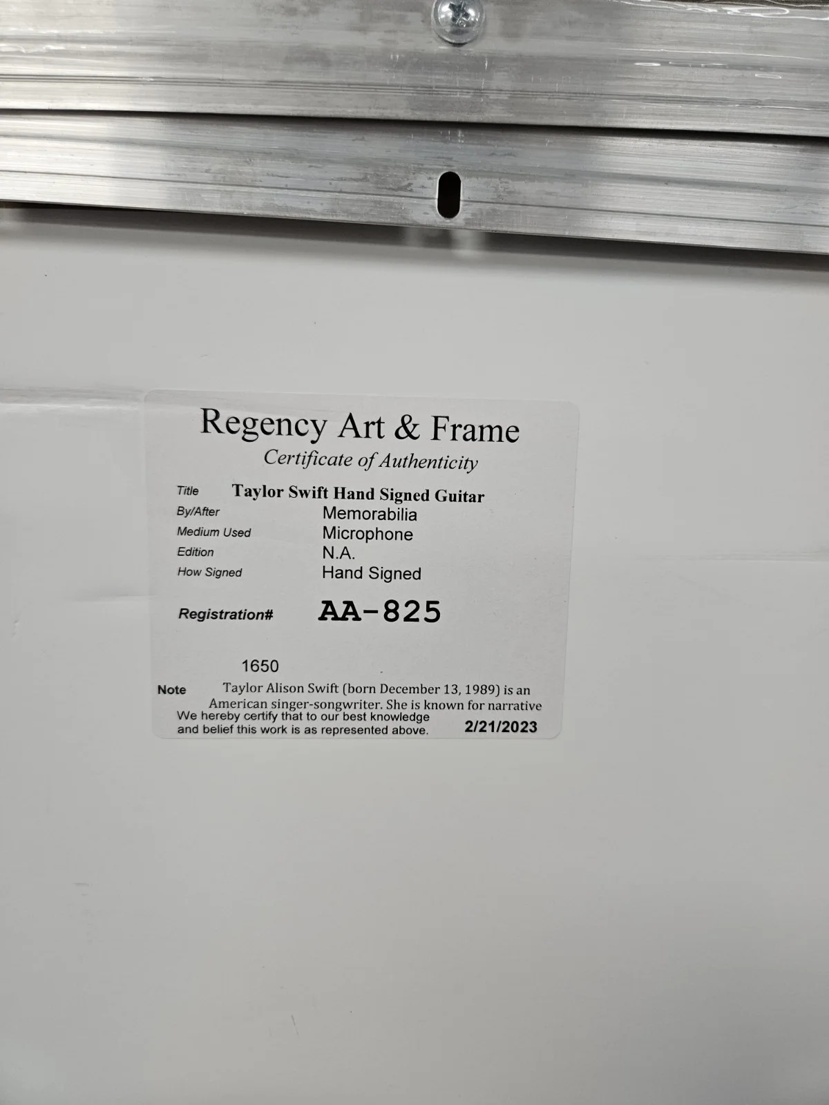 Taylor Swift Signed Guitar In Framed Display with COA, image 4