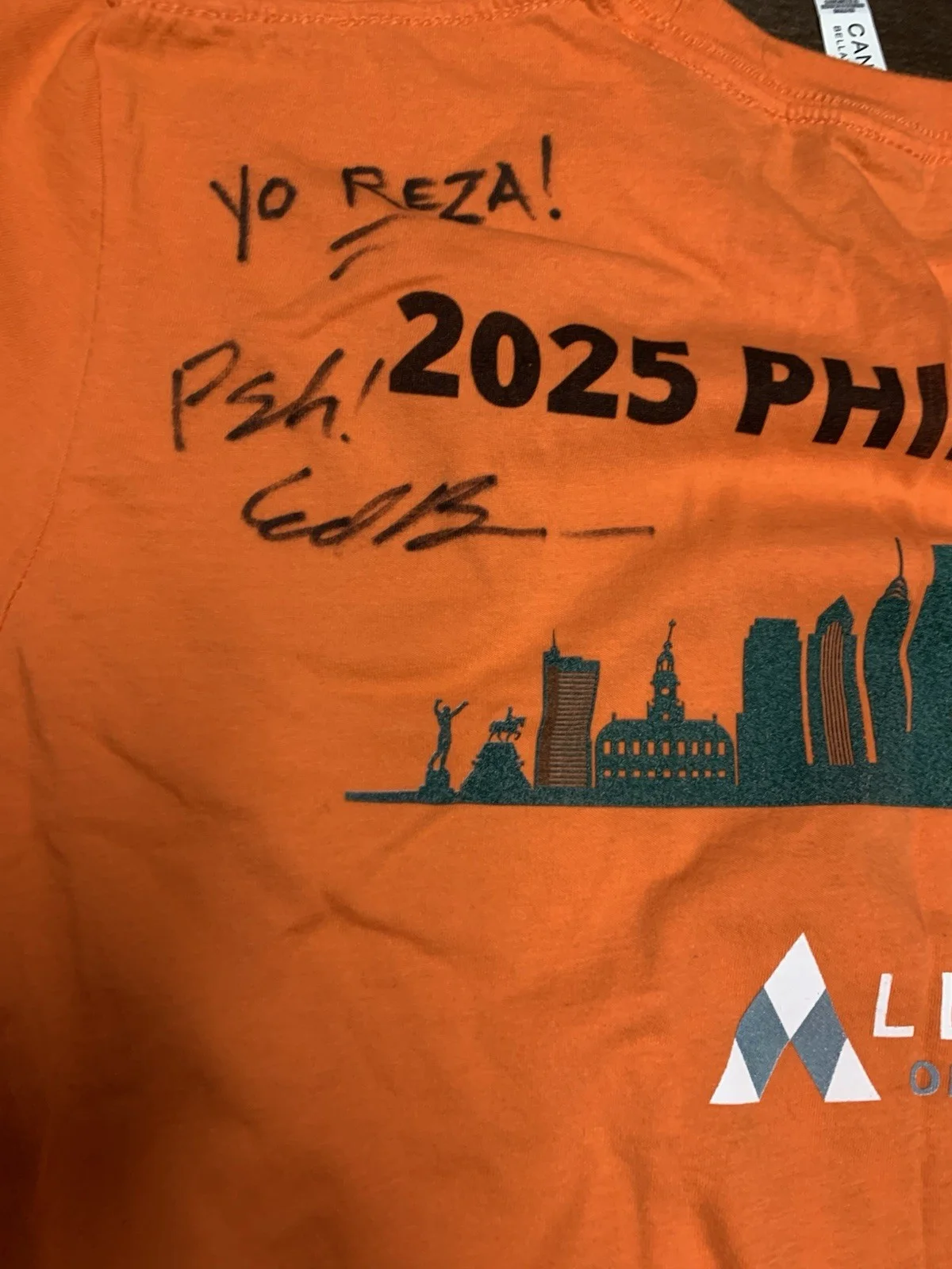 PSH! Ed Bassmaster SIGNED Merch Tshirt YouTube Comedian Large Orange Tee, image 3