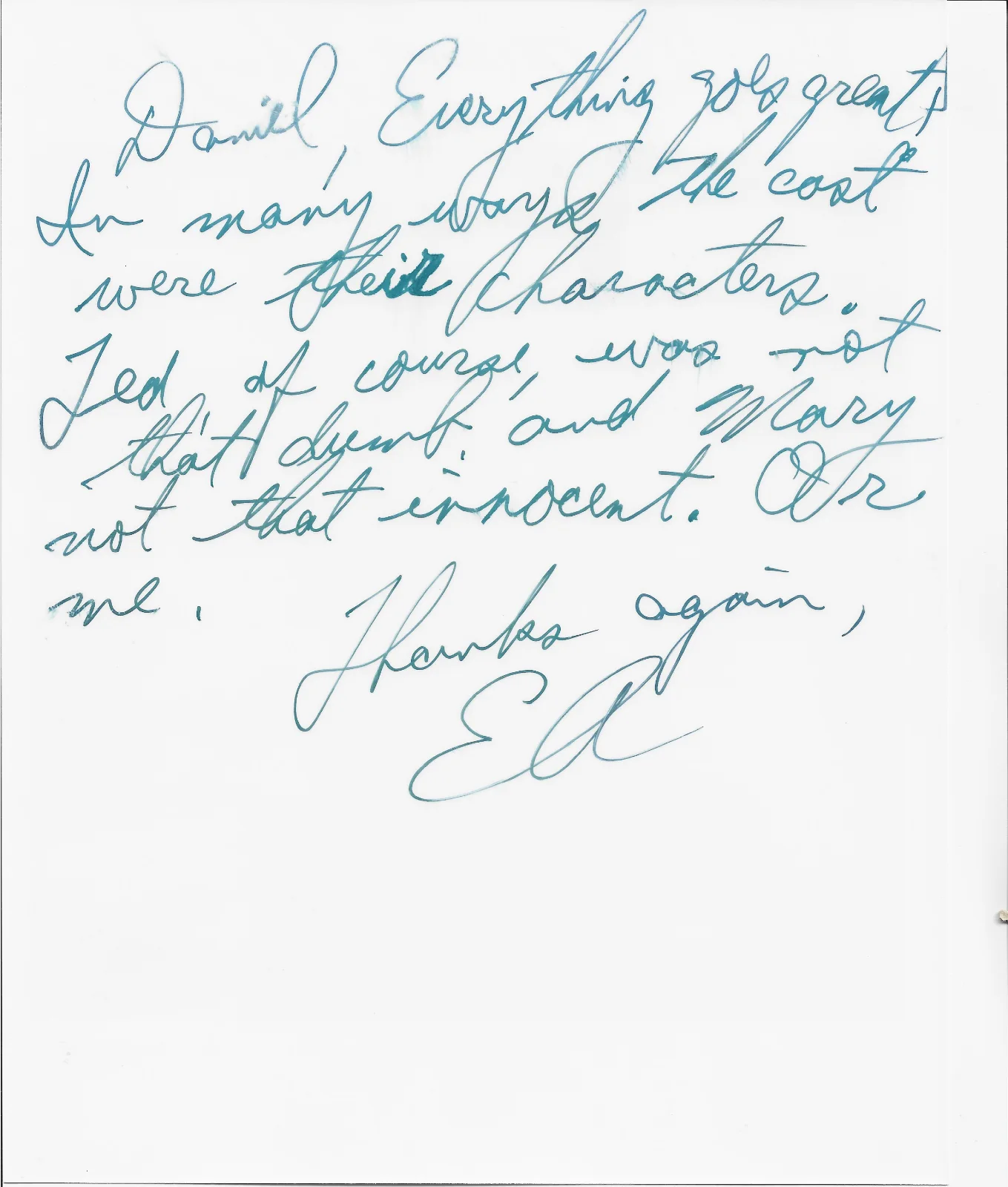 Ed Asner — Ed Asner 8 x 10" B & W autographed photo to "Daniel" with personal insight, изображение 2