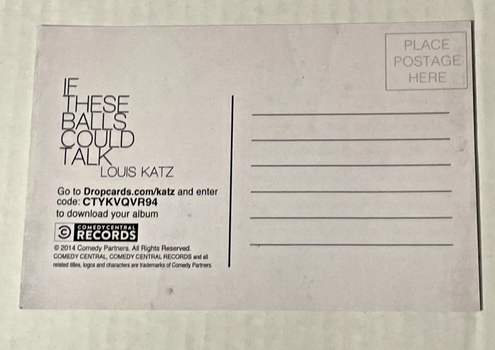 Louis Katz — Louis Katz Signed Postcard Autograph Standup Comedy Central, image 2