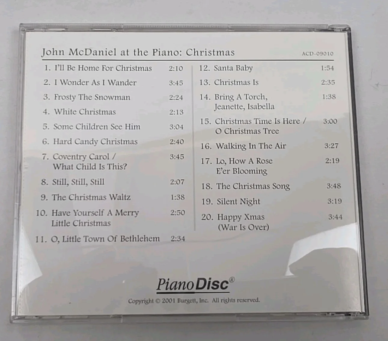 John McDaniel Signed CD Christmas Piano Autographed Judy Kaye Jane McDaniel, image 4