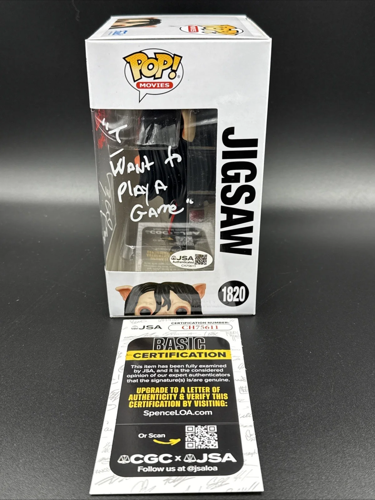TOBIN BELL — TOBIN BELL & DARREN LYNN BOUSMAN DUEL SIGNED SAW JIGSAW CHASE FUNKO POP 1820 JSA, изображение 4