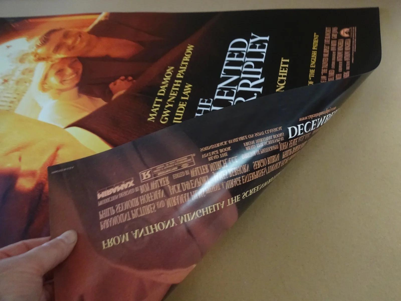 The Talented Mr. Ripley Original 1999 Double Sided Movie Poster Mint 40"x27", изображение 2