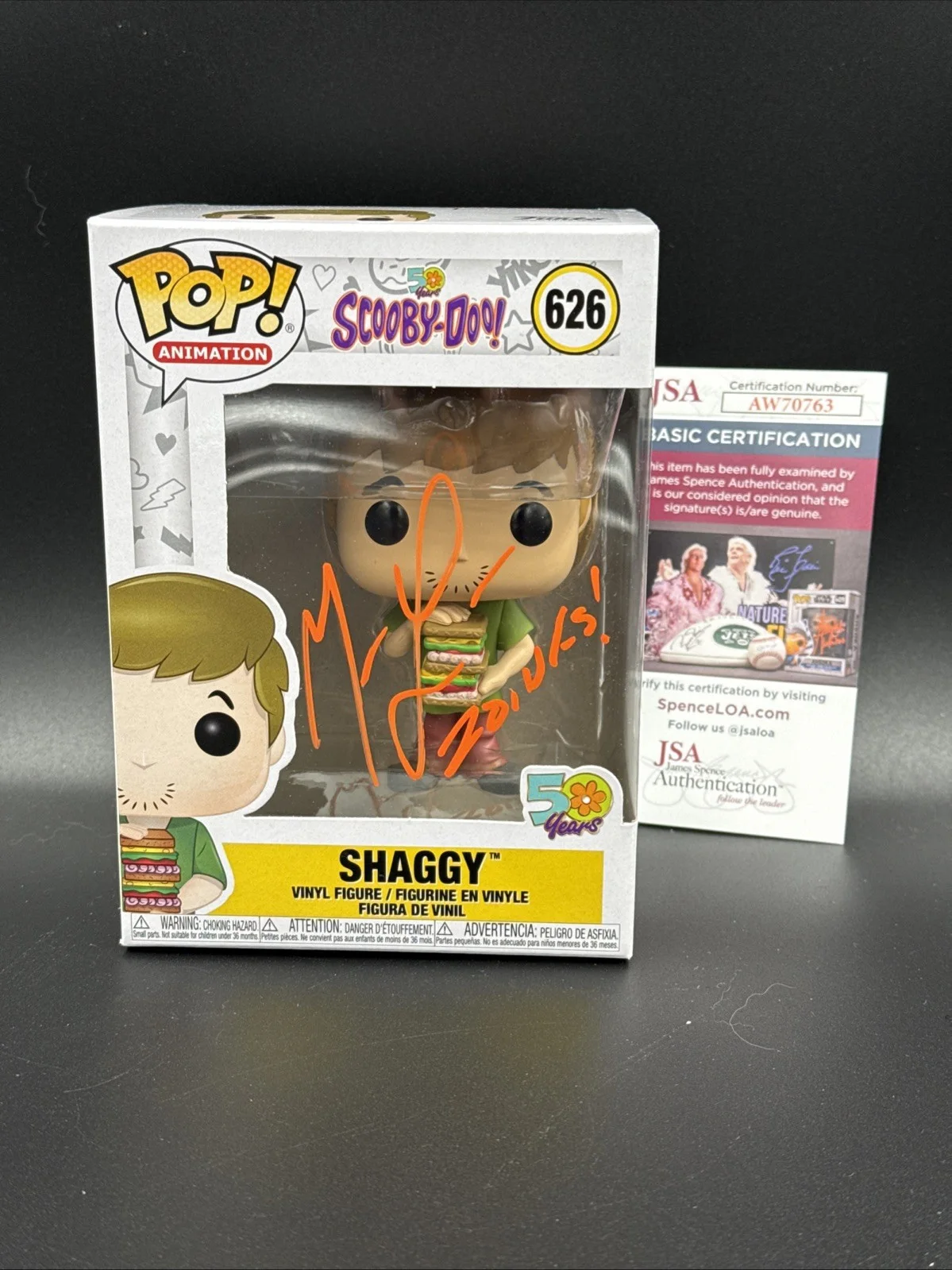 Matthew Lillard — FUNKO POP! Matthew Lillard Shaggy #150 Signed Autograph INSCRIBED JSA COA Zoinks