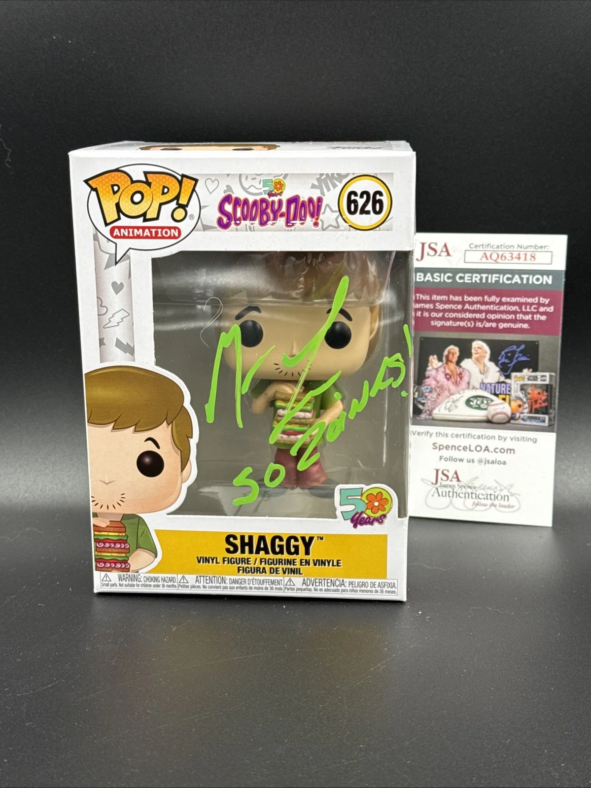 Matthew Lillard — FUNKO POP! Matthew Lillard Shaggy #150 Signed Autograph INSCRIBED JSA COA Zoinks