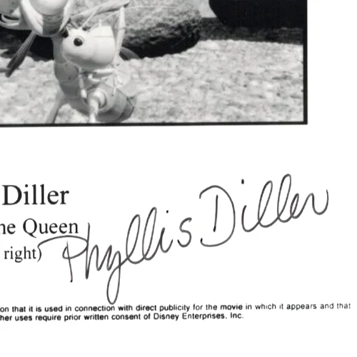Phyllis Diller — PHYLLIS DILLER Autographed 8X10 A Bug's Life FREE SHIPPING! Promo Photo, image 2