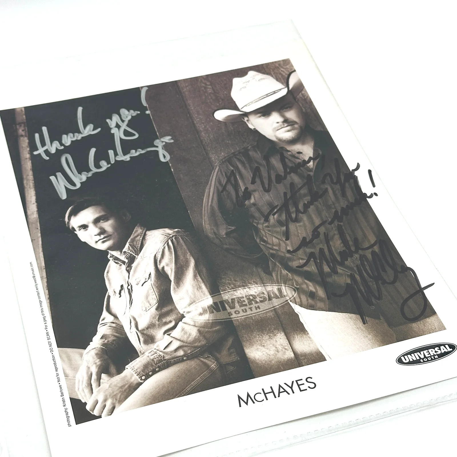 McHayes Signed 8x10 Promo Photo Autographed Universal South Country Duo Rare CS1, изображение 3
