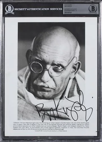 Ben Kingsley — Ben Kingsley Gandhi Authentic Signed 8x10 Photo Auto Graded Gem 10! BAS Slabbed, изображение 3