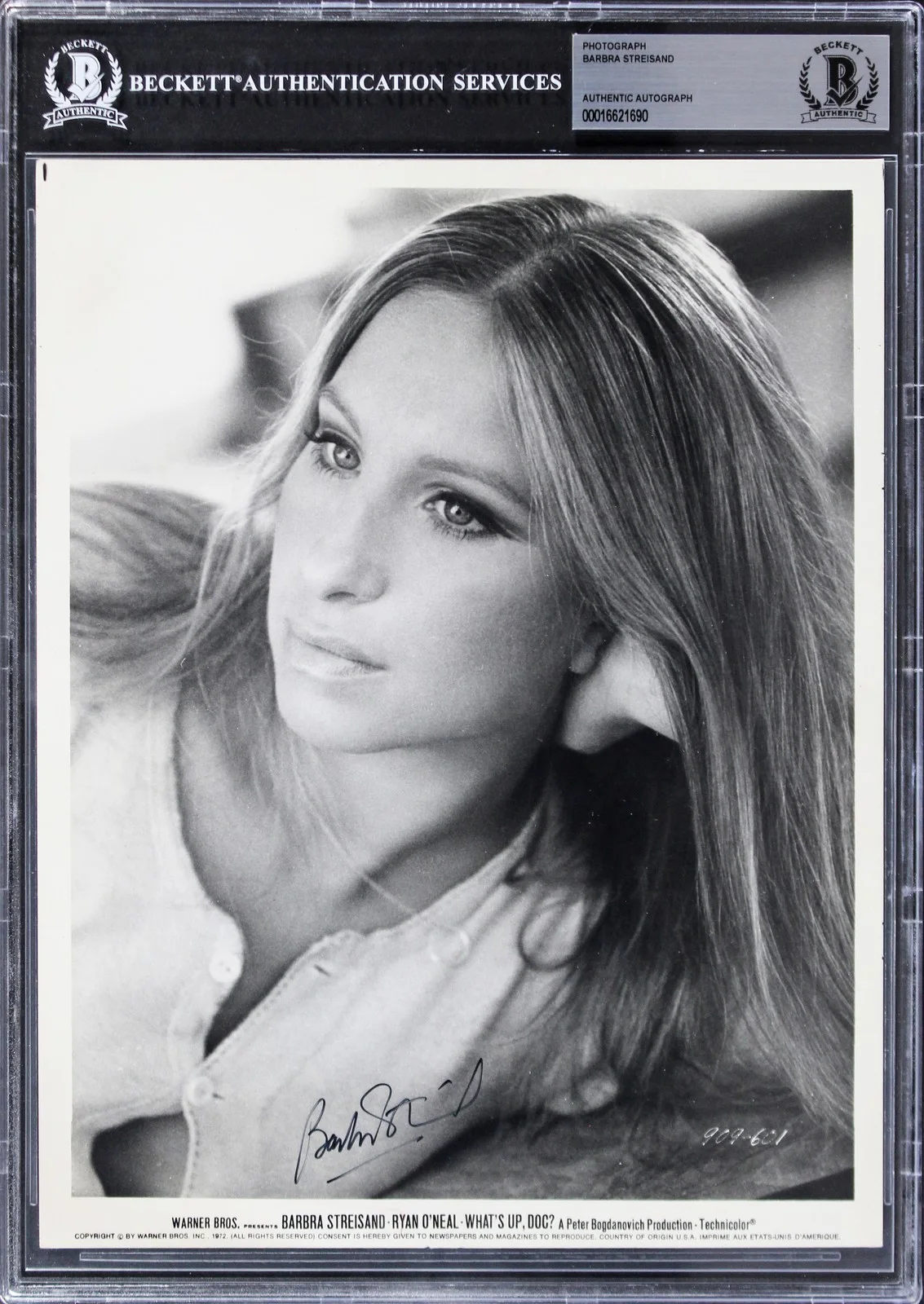 Barbra Streisand — Barbra Streisand What's Up, Doc? Authentic Signed 8x10 Promp Photo BAS Slabbed