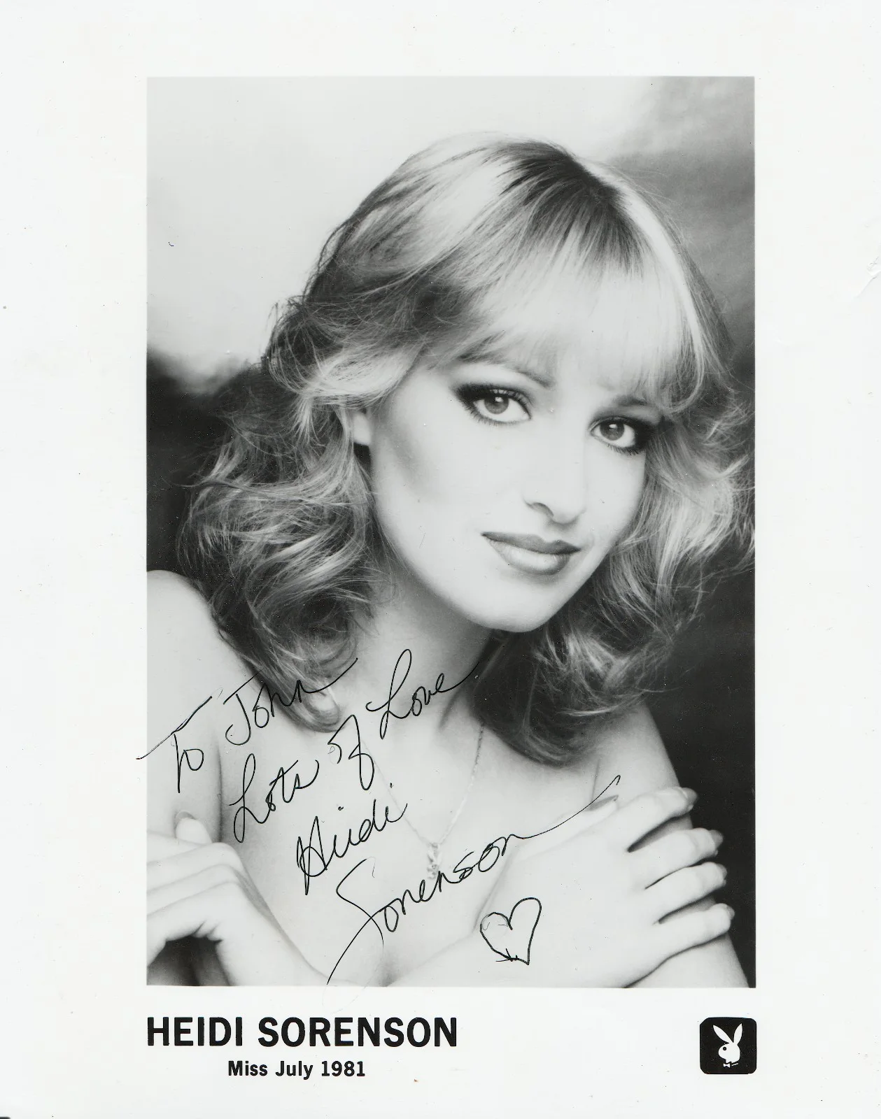 Heidi Sorenson — Playboy promotional autographed photo 8x10, MISS JULY 1981 Heidi Sorenson