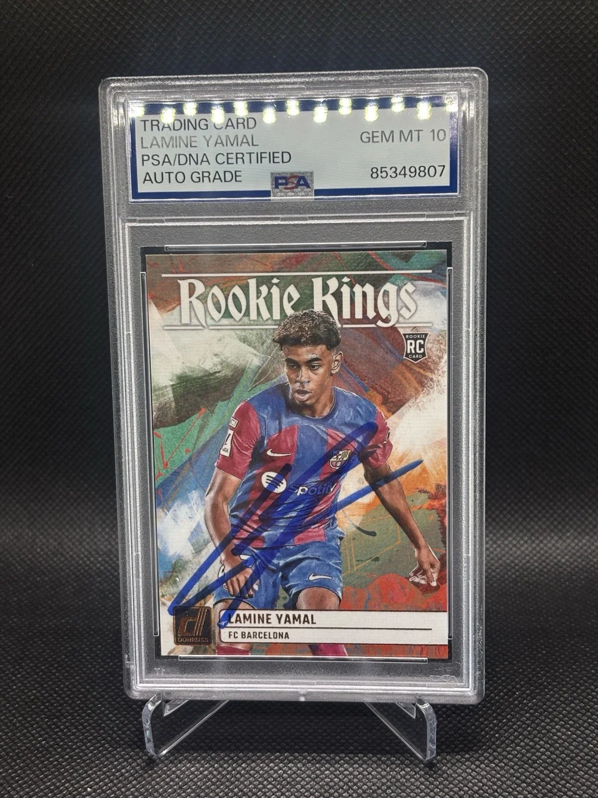 LAMINE YAMAL — LAMINE YAMAL SIGNED 2023-24 DONRUSS ROOKIE KINGS CARD PSA DNA GEM MINT 10