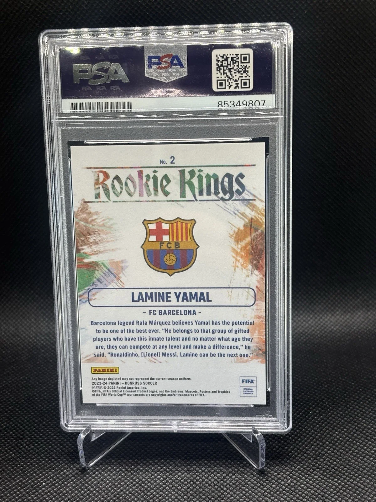 LAMINE YAMAL — LAMINE YAMAL SIGNED 2023-24 DONRUSS ROOKIE KINGS CARD PSA DNA GEM MINT 10, изображение 2