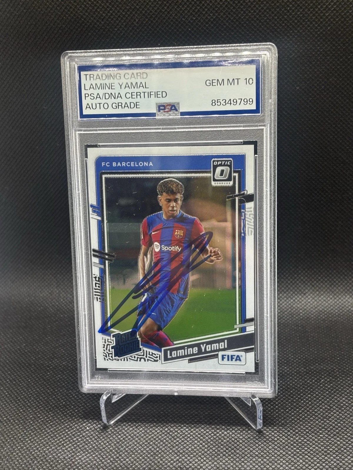LAMINE YAMAL — LAMINE YAMAL SIGNED 2023-24 DONRUSS RATED ROOKIE CARD PSA DNA GEM MINT 10