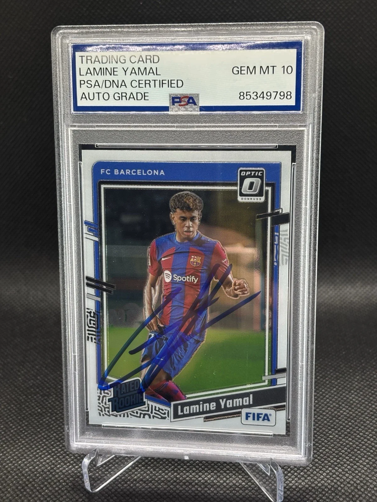 LAMINE YAMAL — LAMINE YAMAL SIGNED 2023-24 DONRUSS RATED ROOKIE CARD PSA DNA GEM MINT 10