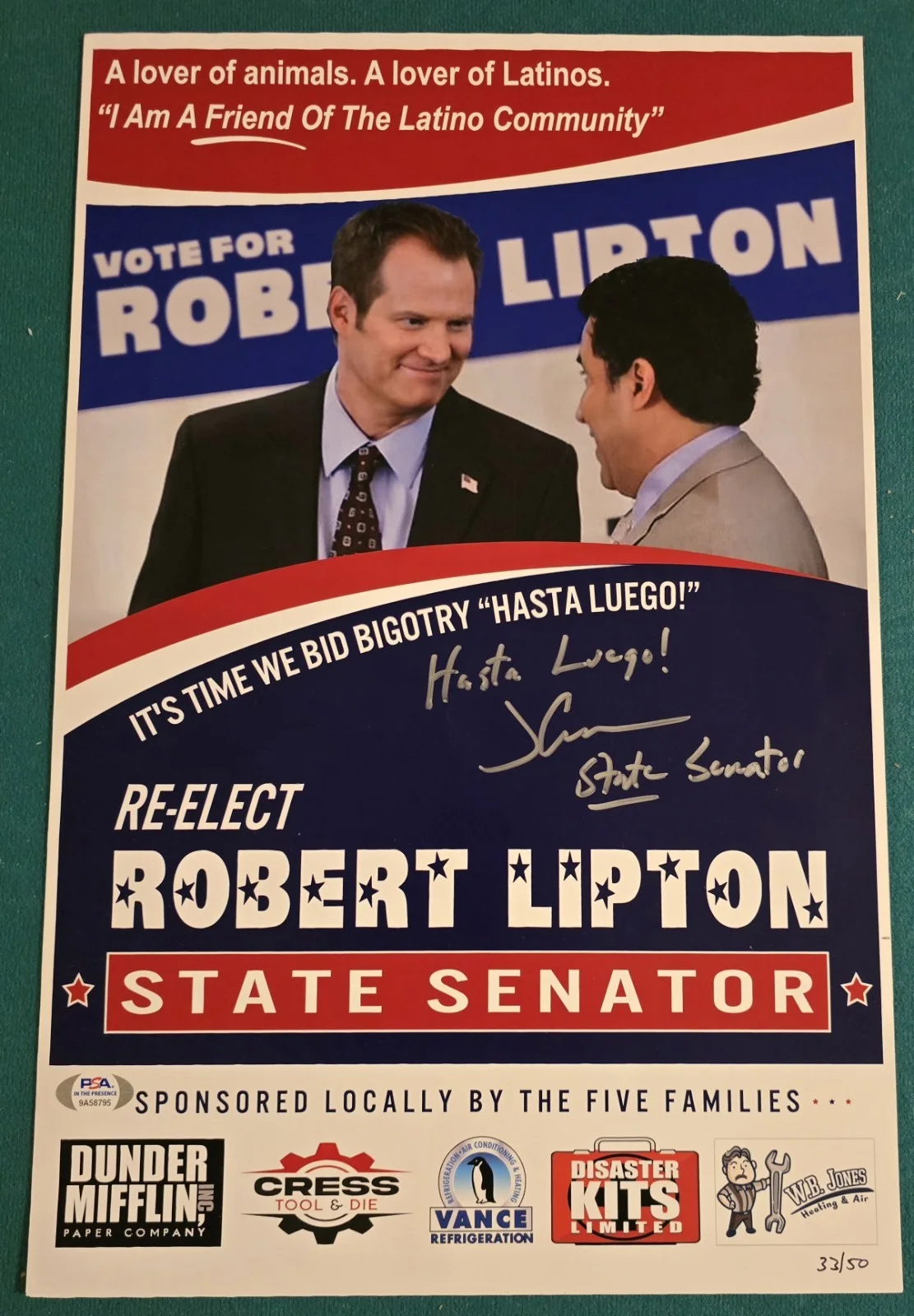 Jack Coleman — Jack Coleman Signed 11X17 The Office Senator Lipton PSA Witnessed