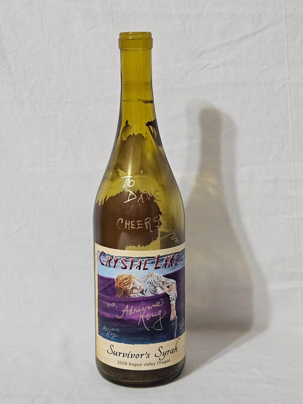 Adrienne King — Adrienne King Signed Empty Bottle. Crystal Lake Wines. Friday the 13th. Horror.