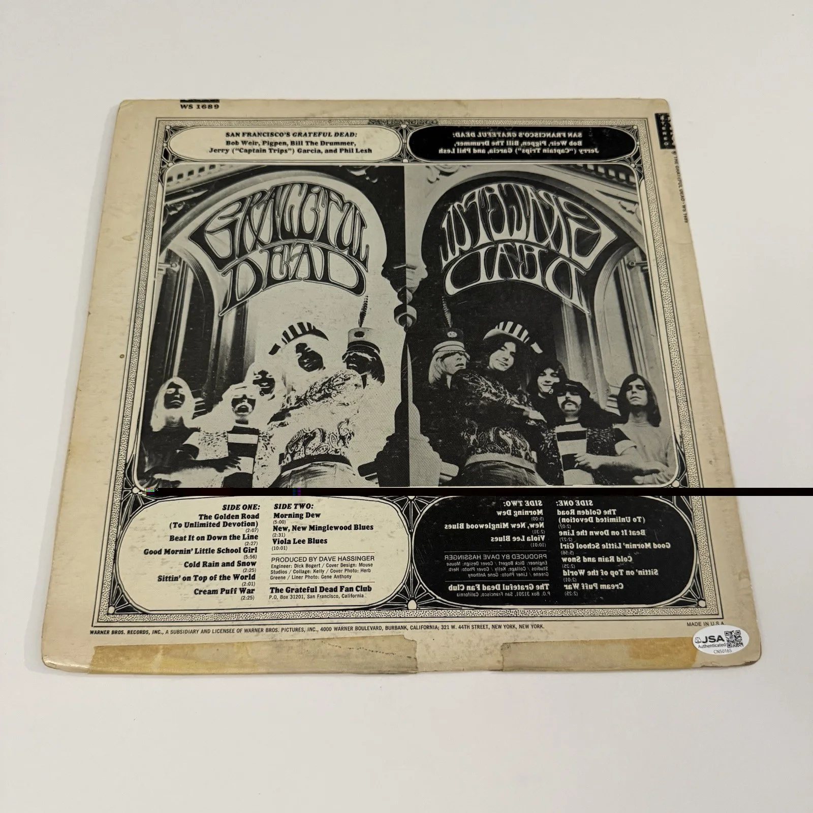 PHIL LESH SIGNED GRATEFUL DEAD SELF TITLED VINYL RECORD WITH JSA COA, image 3