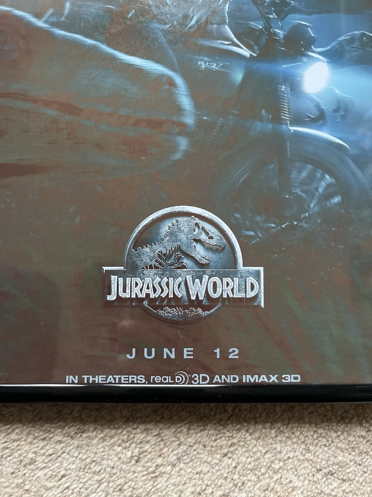 Jurassic World Movie Poster Framed A4 Chris Pratt Velociraptor Scene June 12, изображение 3