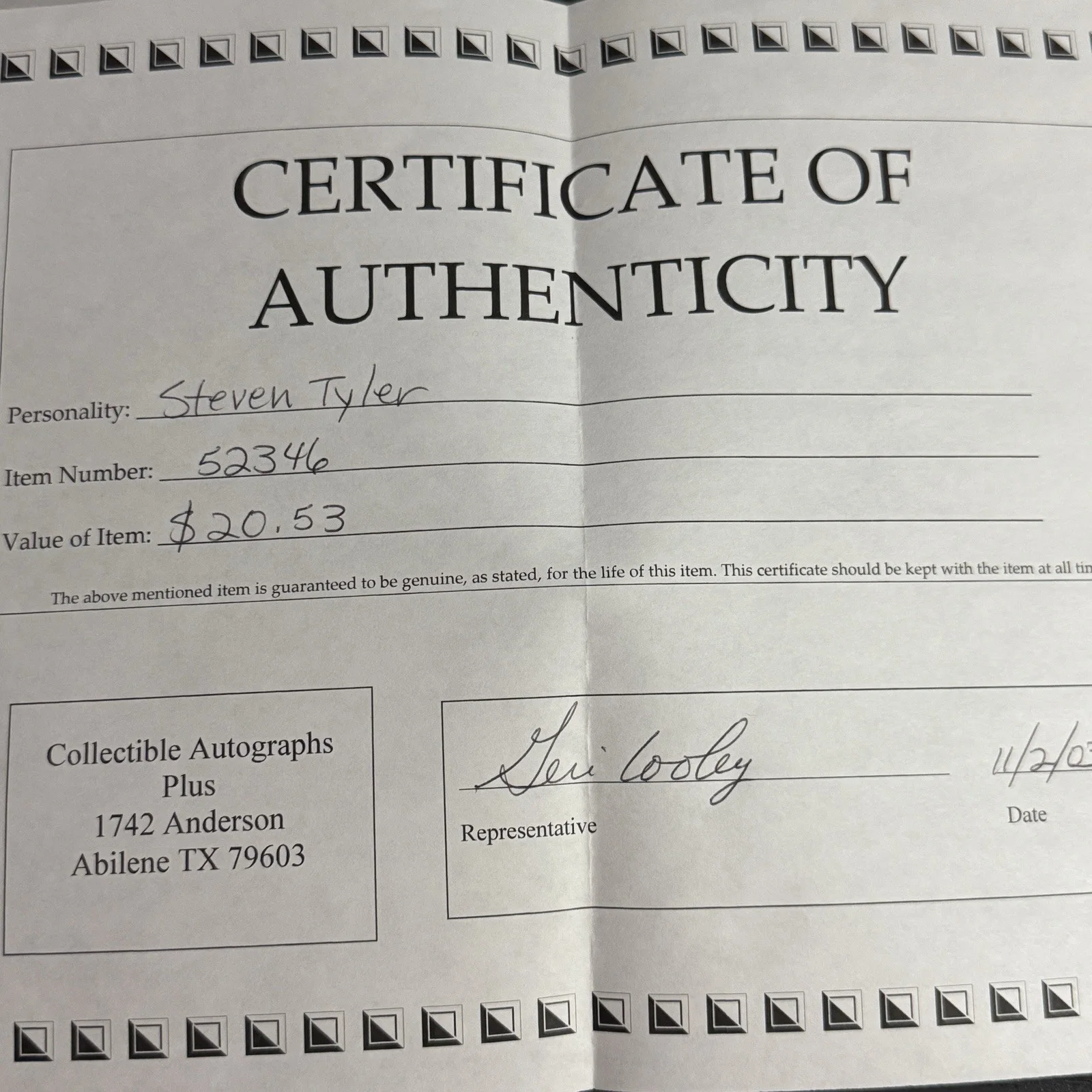 Steven Tyler Aerosmith Autograph Signed Index Card With 8x10 Photo Includes COA, изображение 5