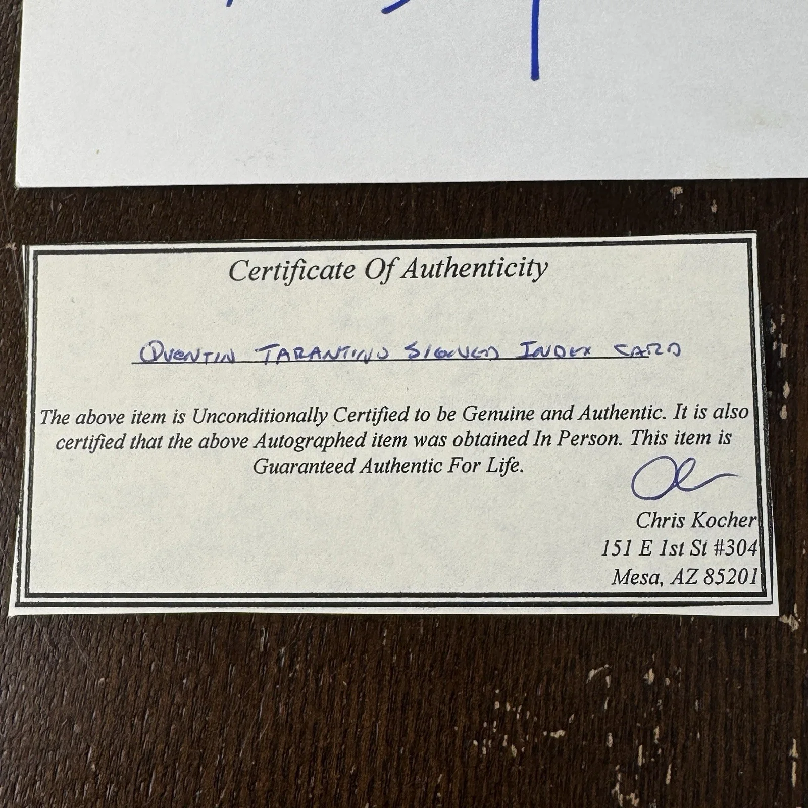 Quentin Tarantino Signed 3x5 Index Card With COA Certificate Of Authenticity, изображение 3