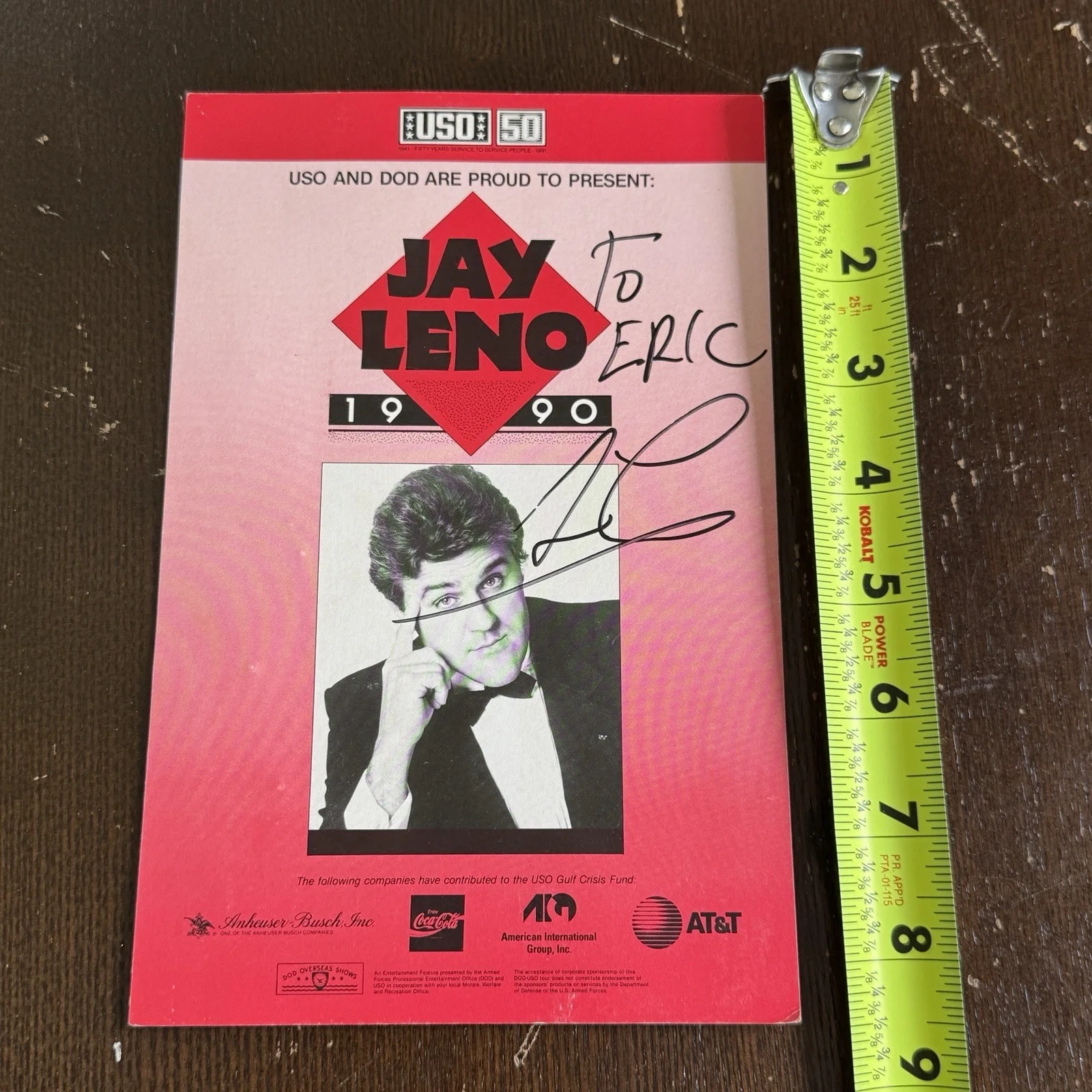 Jay Leno Autograph Signed Publicity Photo Print 1990 USO Stand Up Comedy, image 3