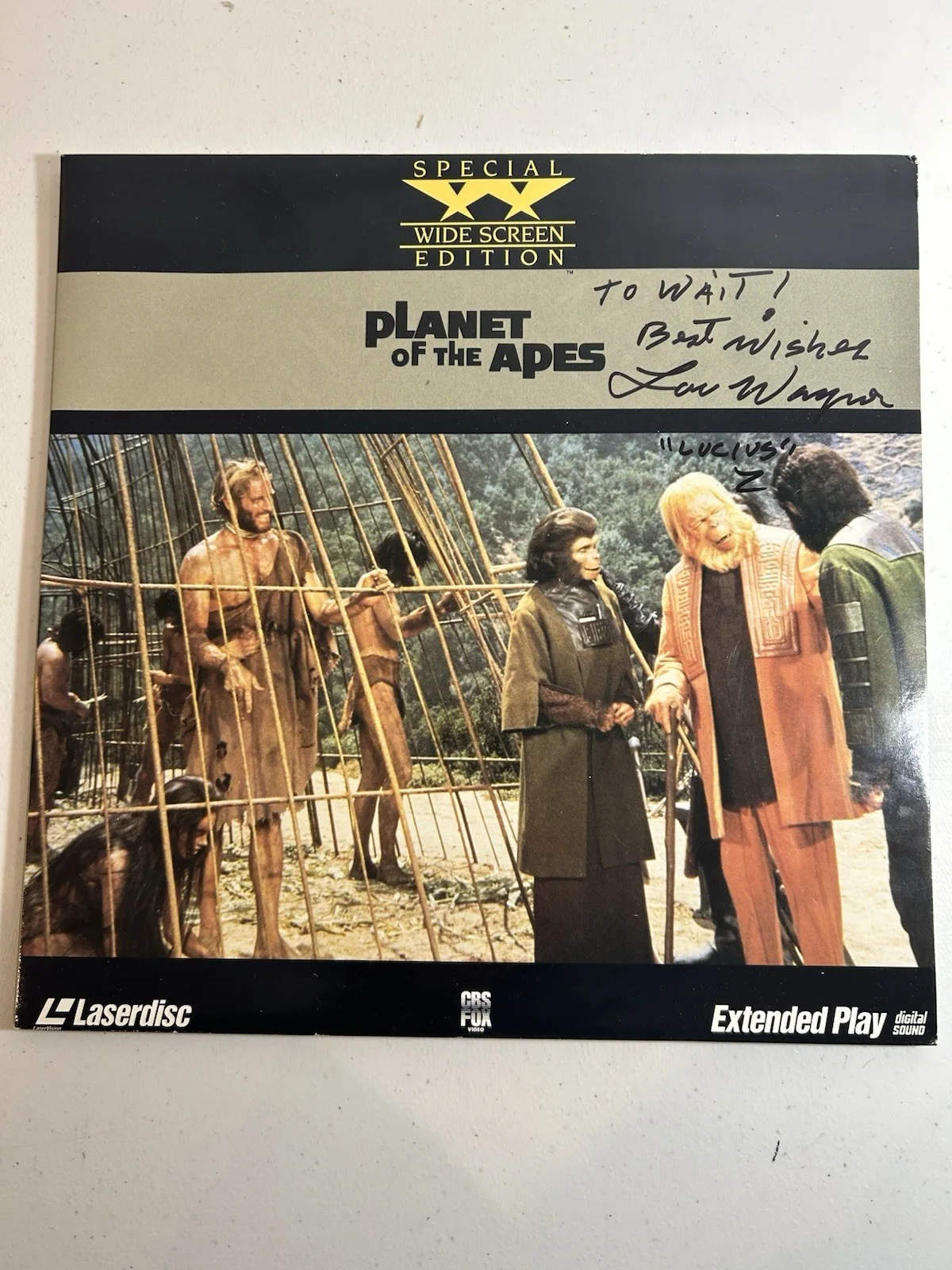 Lou Wagner — Signed Lou Wagner Planet of The Apes LaserDisc 1968 Lucius Autograph Film Movie