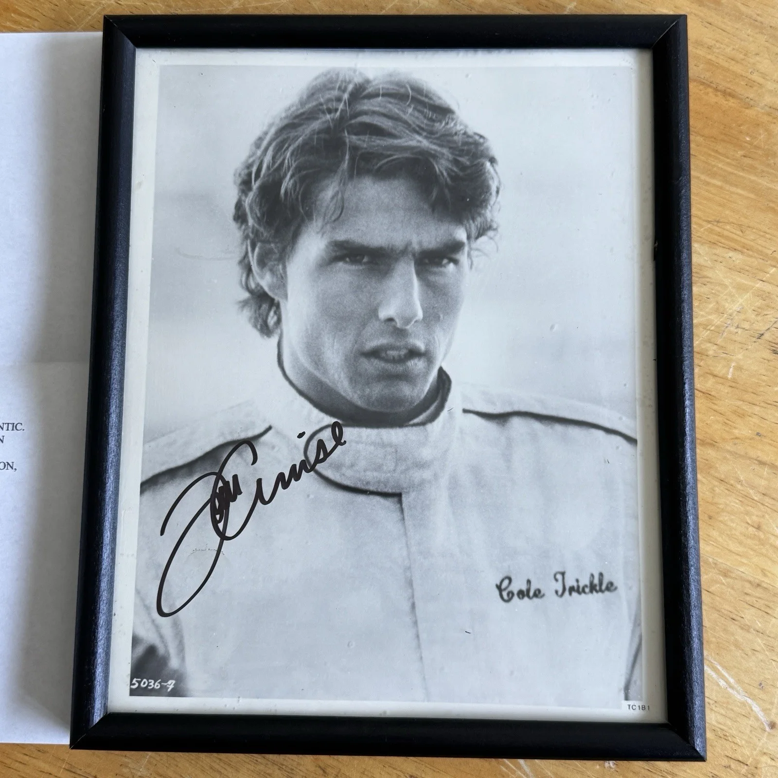 Tom Cruise — Tom Cruise Autograph Days Of Thunder 8x10 Photo With 2003 Bill Of Sale Framed