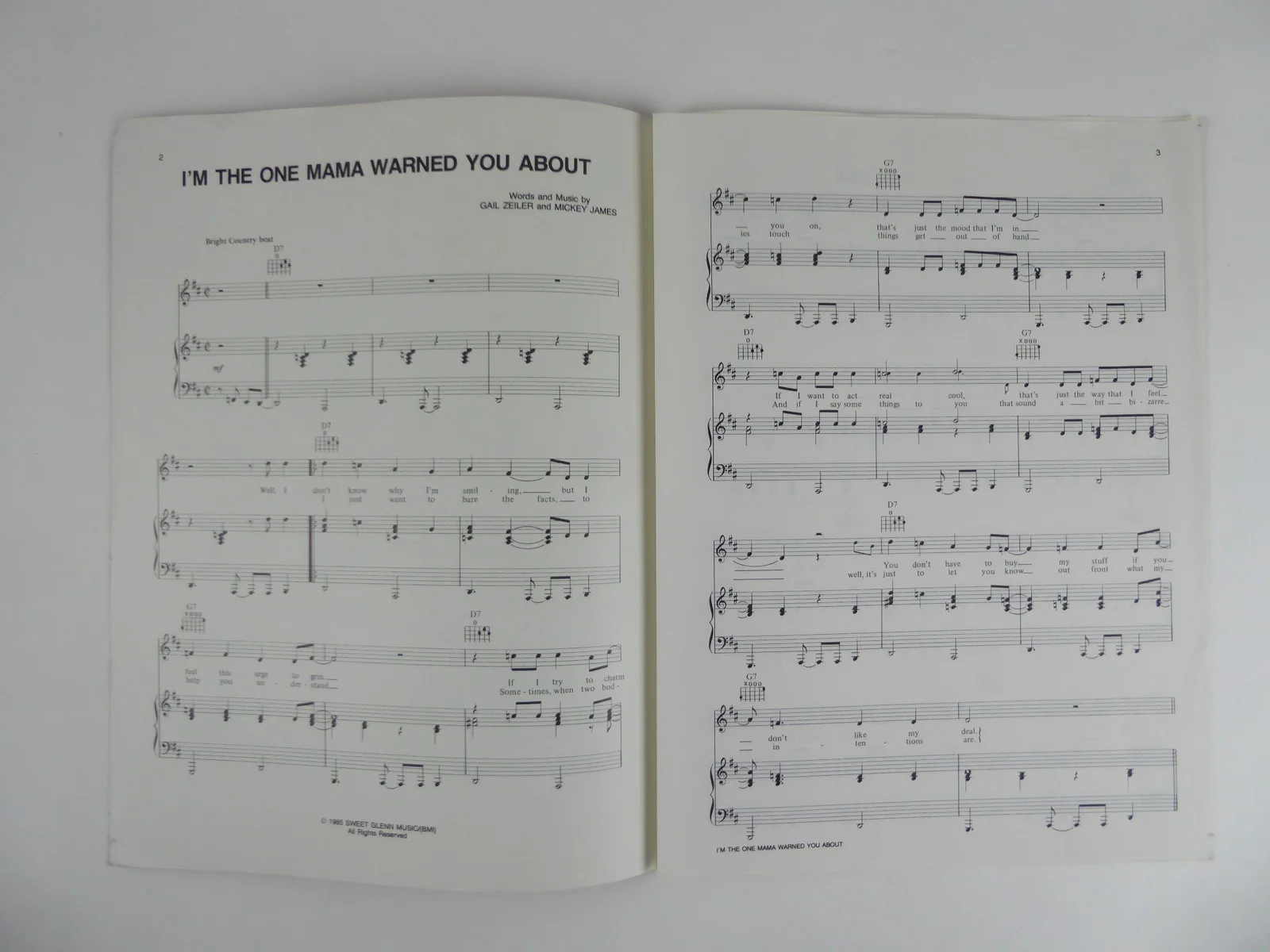 Mickey Gilley Signed I'm The One Mama Warned You About 1985 Sheet Music Vintage, image 3