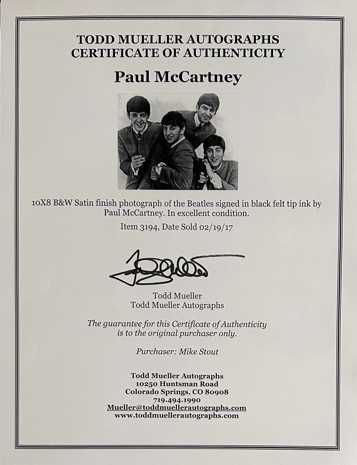 PAUL McCARTNEY Signed Autographed 8x10 Photo..THE BEATLES Legend..Mueller COA, image 2