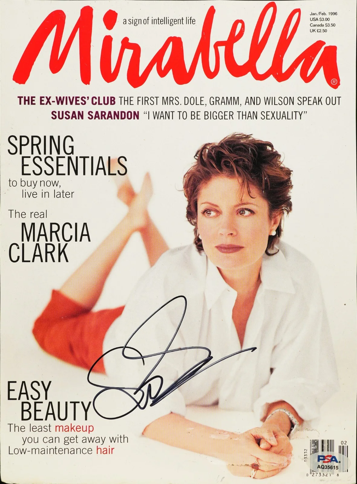 Susan Sarandon — SUSAN SARANDON SIGNED AUTOGRAPHED MIRABELLA MAGAZINE COVER BULL DURHAM PSA COA, изображение 2