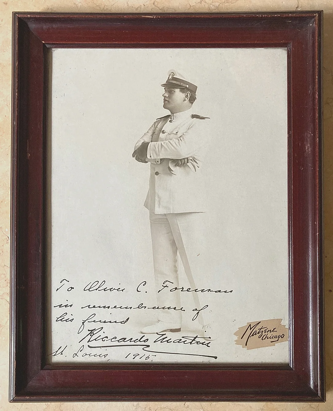 RICCARDO MARTIN as LT. PINKERTON in the MADAMA BUTTERFLY 1915 AUTOGRAPHED PHOTO, изображение 3