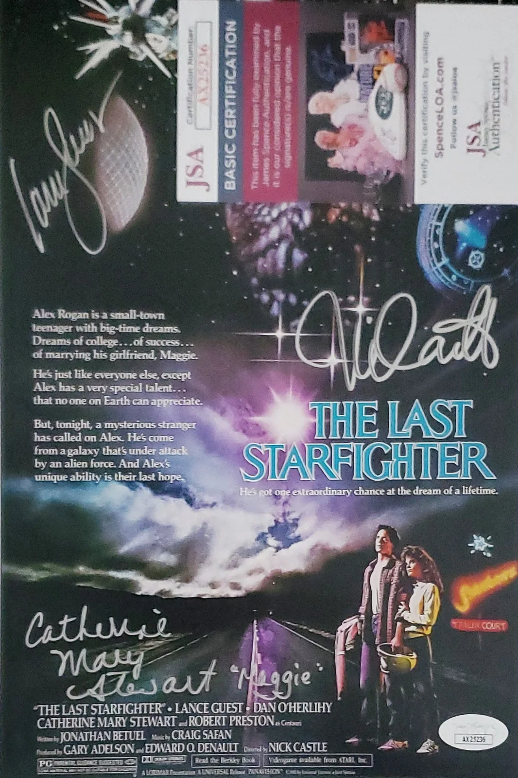 Catherine Mary Stewart, Lance Guest & Nick Castle signed 8x12 w/JSA COA, image 2