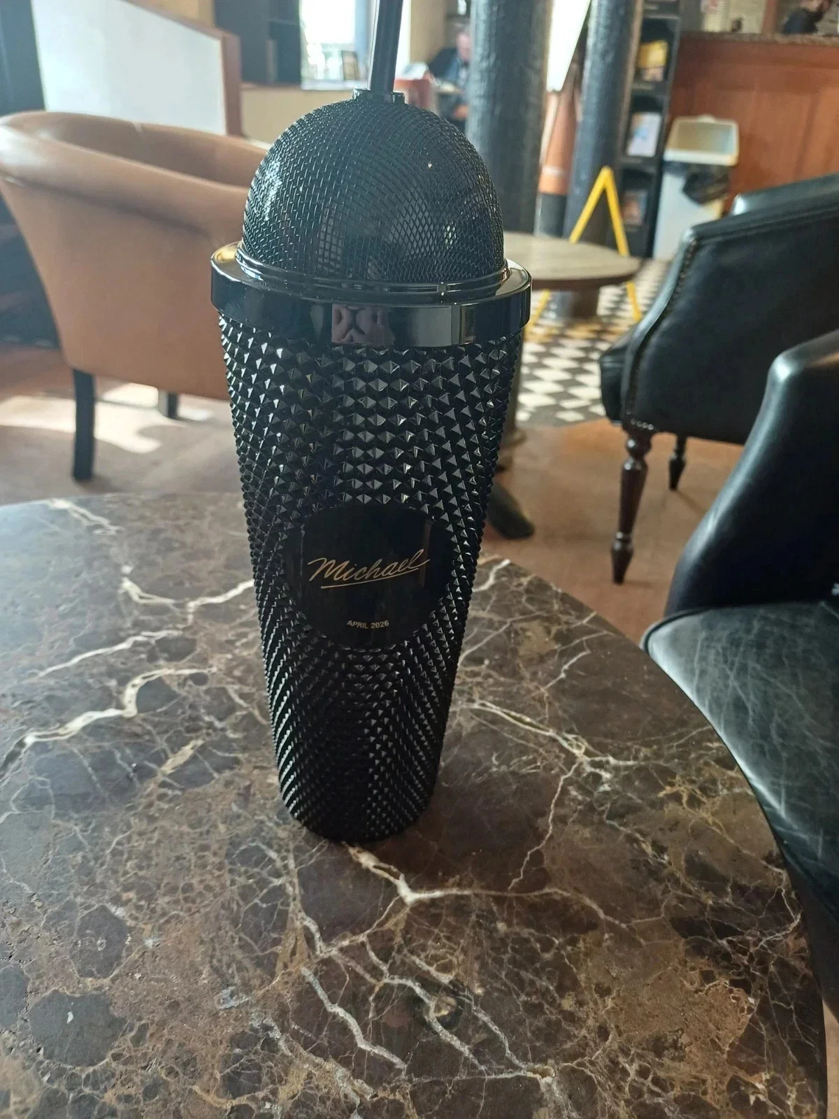 Michael Jackson Movie Gold~Black Microphone Cup Tumbler Cinema Exclusive ⭐SALE🎤, изображение 4