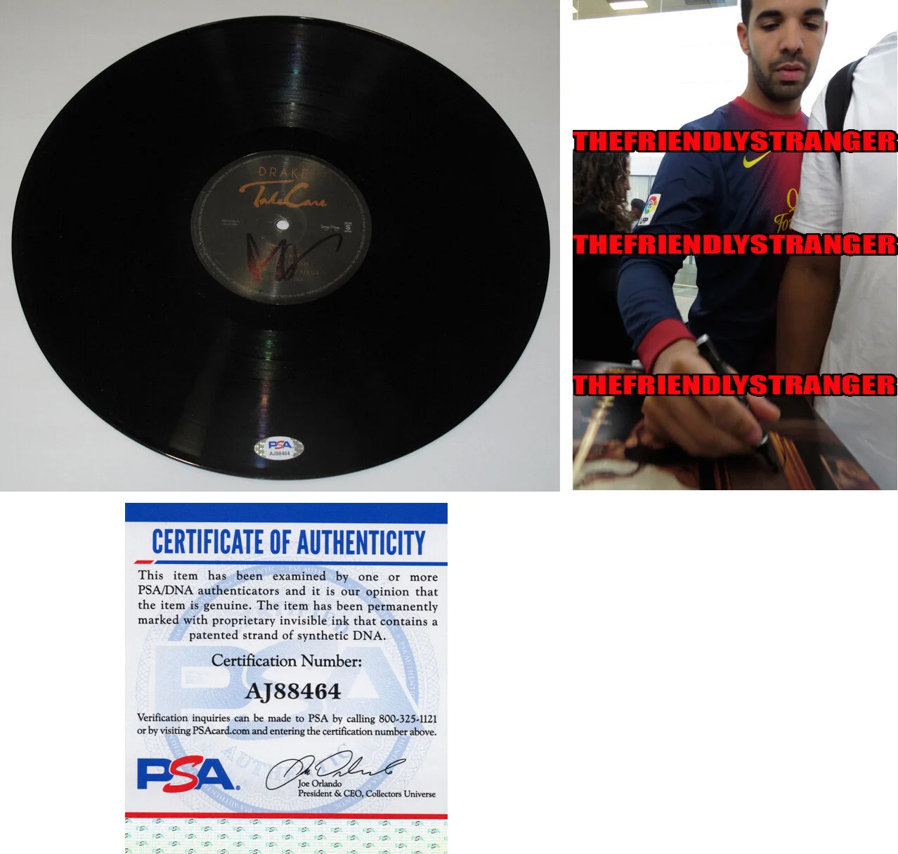 DRAKE — DRAKE signed "TAKE CARE" Vinyl Record PROOF b RAPPER Aubrey Graham PSA DNA COA