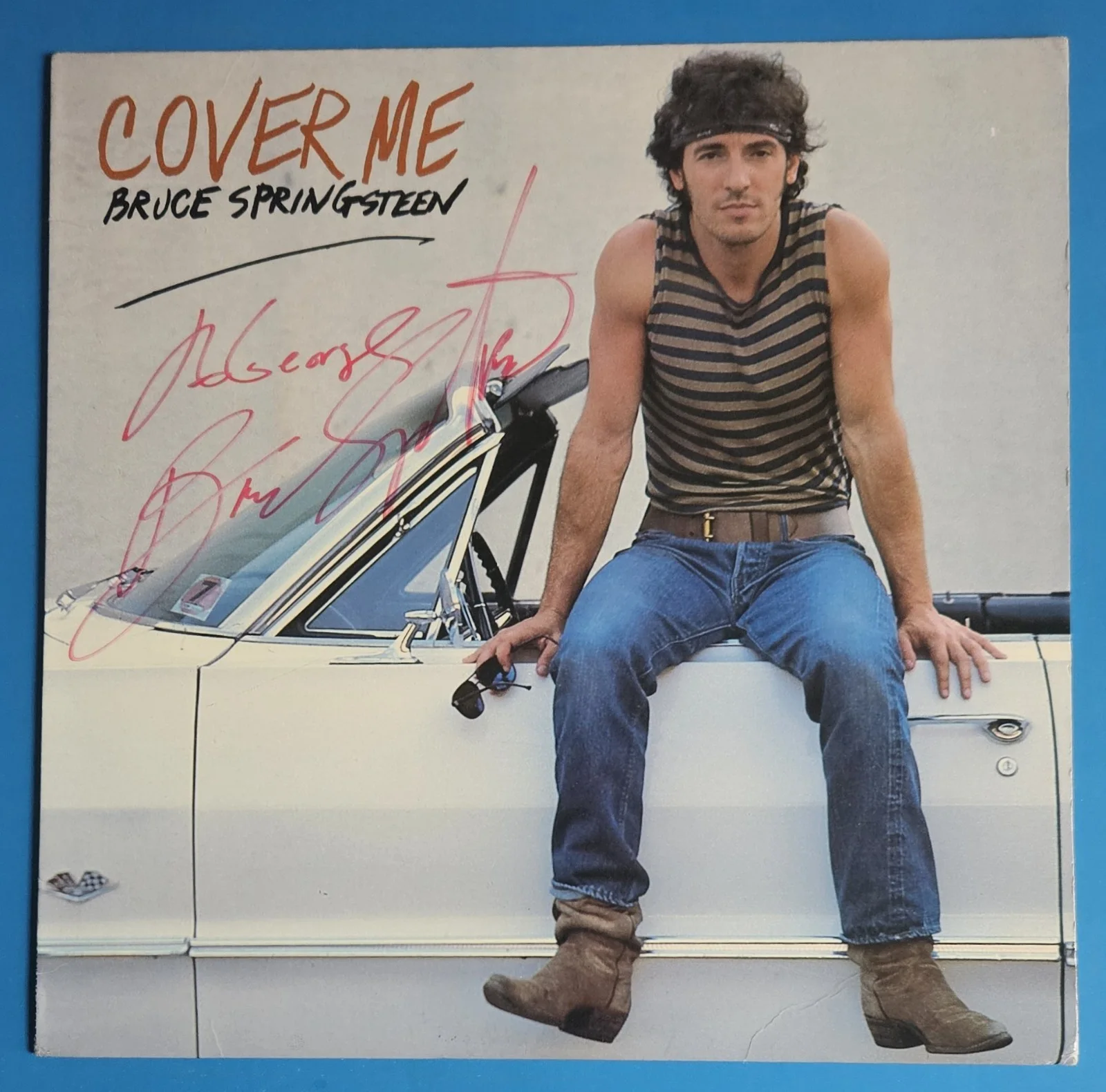 BRUCE SPRINGSTEEN SIGNED "COVER ME" 12" VINYL RECORD ALBUM COVER JSA COA psa bas, изображение 2