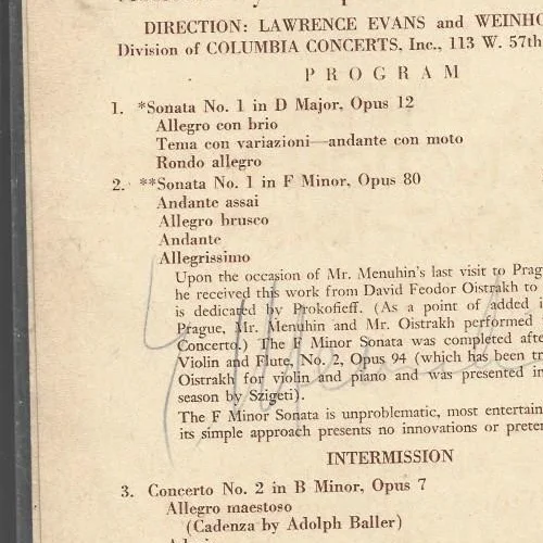 Original Hand Signed autograph by Yehudi Menuhin on program, image 2
