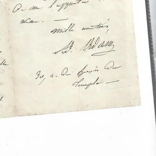 Original Hand Signed autograph by Adolphe C. Adam on letter, image 2