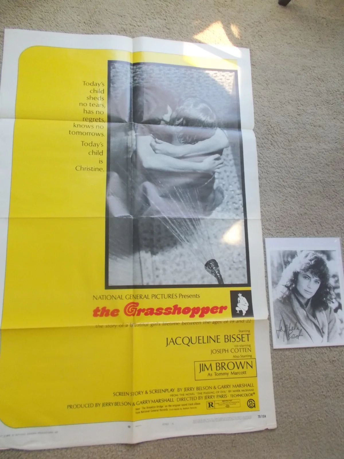 JACQUELINE BISSET — JACQUELINE BISSET SIGNED PHOTO + 1970 STYLE (A) THE GRASSHOPPER ONE SHEET POSTER, изображение 3